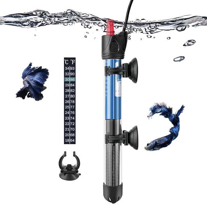 50W 100W 300W Submersible Aquarium Heater, Adjustable Glass Water Heater for 5 – 70 Gallon Fish and Turtle Tank (50W for 5-15 Gallon)