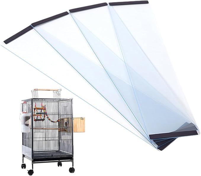 Bird Cage Seed Catcher Guard 4Pcs Anti-Scatter Mess-Free Transparent PVC for Parrot Parakeet
