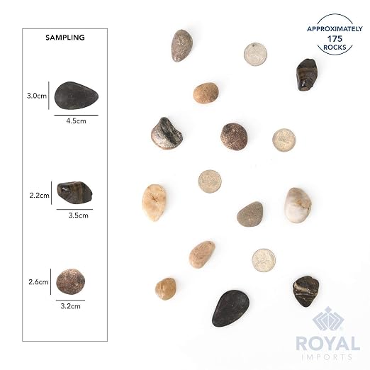 Royal Imports River Rocks, Aquarium Gravel – Natural 1"- 1.5" - 30 lbs | Decorative Ornamental Vase Filler Pebbles for Potted Plants, Terrariums, Vases, Succulents, Fish Tank Gravel, DIY & Crafting