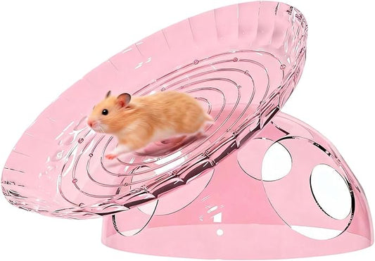 Hamster Flying Saucers Exercise Wheel with Hideouts House Quiet Rotates Hamster Running Wheel for Small Pet