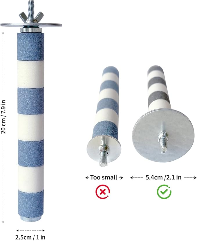 AOTU Bird Perch for Cage, 7.9” x 1” Rough-Surfaced Grinding Stone – Durable Beak & Claw Trimming Accessory for Conure, Cockatiel & Parrot, Non-Toxic Long-Lasting Bird Cage Accessory