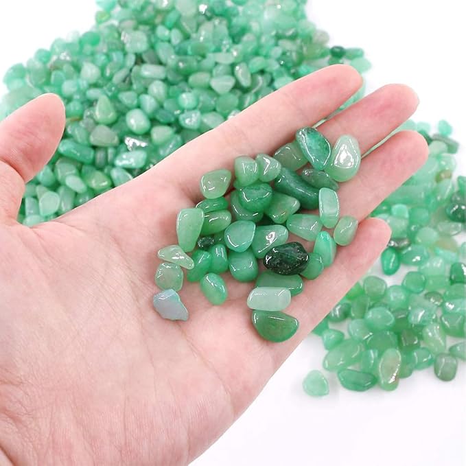 WAYBER Natural Crushed Green Aventurine Quartz Decorative Stones, 1 Pound | Toxin-free, Colorfast, Great for Reiki Healing, DIY Crafts, Vase Filler, Aquarium Landscaping & Planter Décor