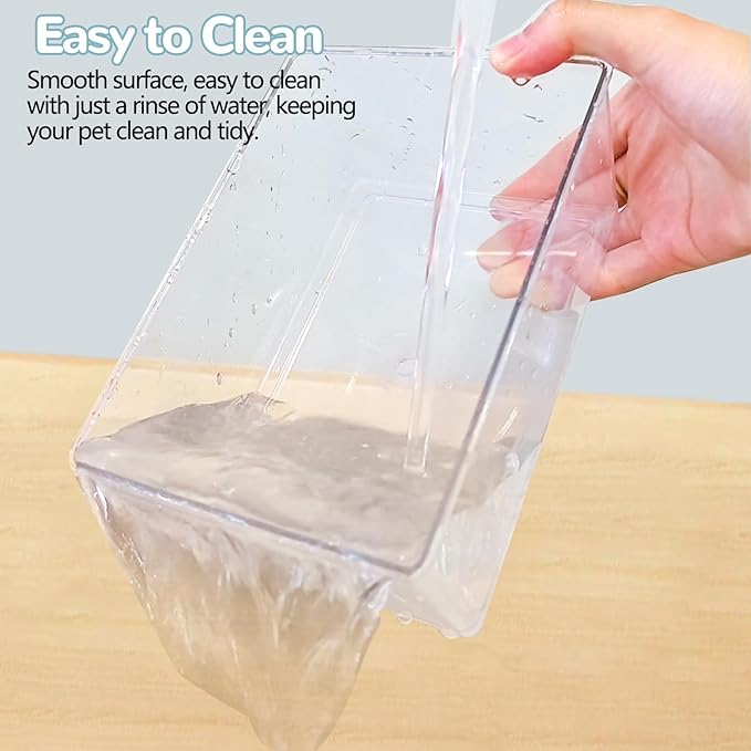 Hamster Sand Bath Box, Transparent Small Animal Bathroom & Digging Container with Ladder and Bowl for Hamsters Mice Lemming Gerbils or Other Small Pets