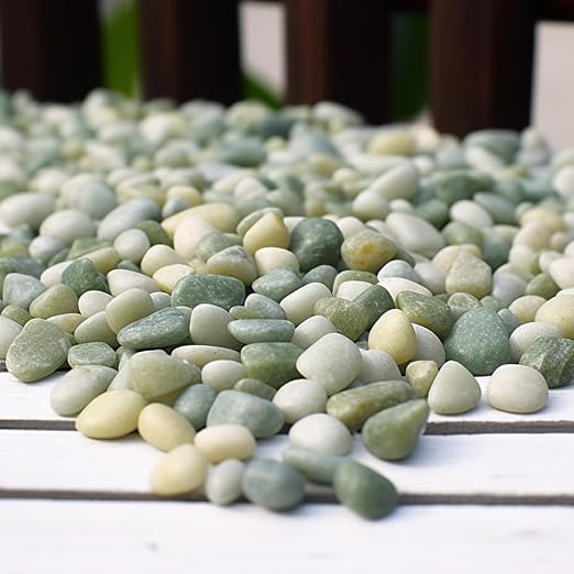 36 LBS River Rocks, StoneCreek, Decorative Garden Stones for Plant Landscaping, Polished Gravel Filler Pebbles for Home Decoration, Vases, Succulents, Flower Beds and Fish Tanks (Jade, Medium)