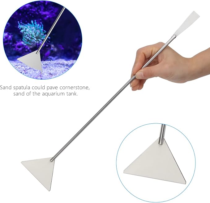 15" Aquarium Aquascape Tools Kit 4P Stainless Steel Aquascaping Set | 4in1 Extra Long Full Metal Design, Scissors, 2P Tweezers And Sand Spatula, For Trimming Plants, Arranging Sand And Aquascape