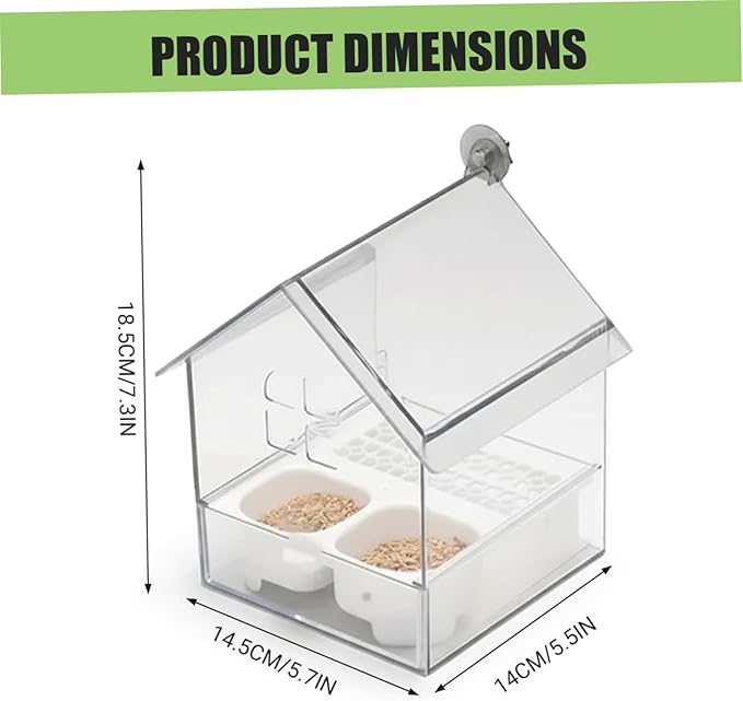 Pull-Out No Mess Bird Feeder for Cage, 3-in-1 Transparent Bird Feeder Squirrel Proof Birdfeeder and Waterer for Parrots Garden Fence