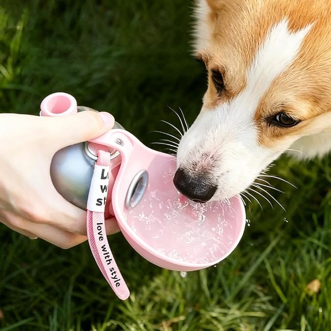 2-in-1 Portable Dog Water Bottle for Small Dogs,2026 New Foldable Pet Water Bottle,Waterbottle for Dogs on Walks,230ml Stainless Steel Pet Waterbottle,Leak-Proof & Compact Dog Travel for Hiking