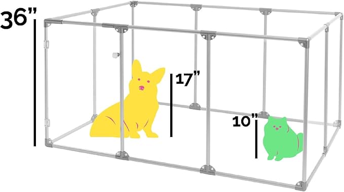 Clearly Loved Pets 36" Tall Large Lucidium Pet Pen, Gunmetal