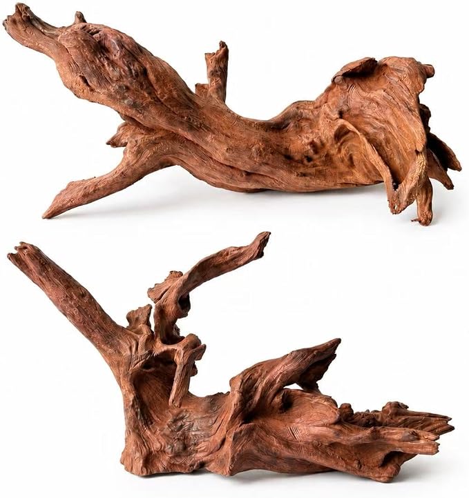 Natural Aquarium Driftwood, 12 to 15 Inch Pieces, 2 Pack, Fish Tank Decor and Aquascaping Wood for Freshwater Aquariums, Reptile Terrarium and Air Plant Display