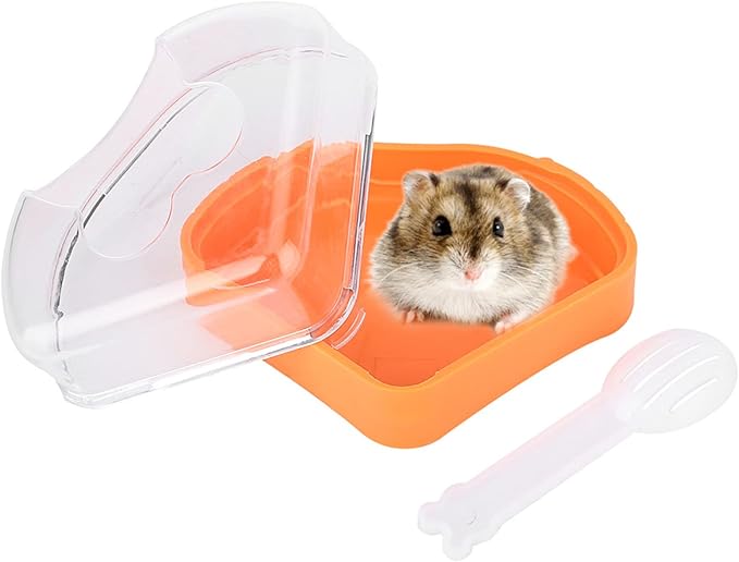 Health Gear Corner Toilet for Hamster with Roof, Hamster Sand Bathroom with Scoop, Hamster Sandbox, Plastic Sand Bath Container, Corner Toilet Tray for Hamster Totoro Chinchilla