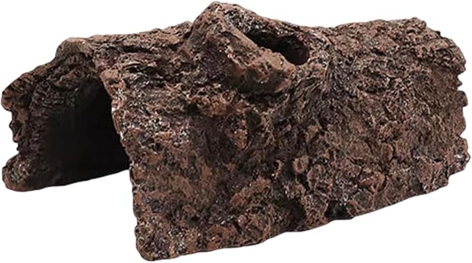Aquarium Log Hideout, Fish Tank Cave Tree Trunk Resin Decor | Hollow log cave with multiple openings for fish to hide, rest, and swim through in aquariums or terrariums
