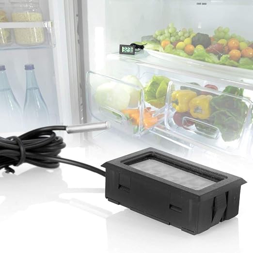 Black Digital LCD Thermometer Temperature Monitor with External Probe for Fridge Freezer Refrigerator Aquarium -Fahrenheit (10pcs)