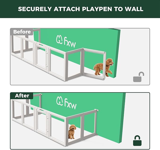 FXW Fence-to-Wall Anchors (Pack of 4) for AuraSpace Playpen – Accessory Only, Safely Expand Your Dog’s Play Area, Fits 24" H Acrylic Playpen, White