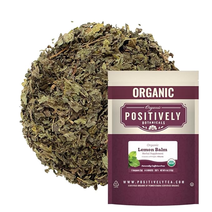 Organic Positively Botanicals Company, Lemon Balm, Herbal Tea Loose Leaf Botanical, 4 Ounce