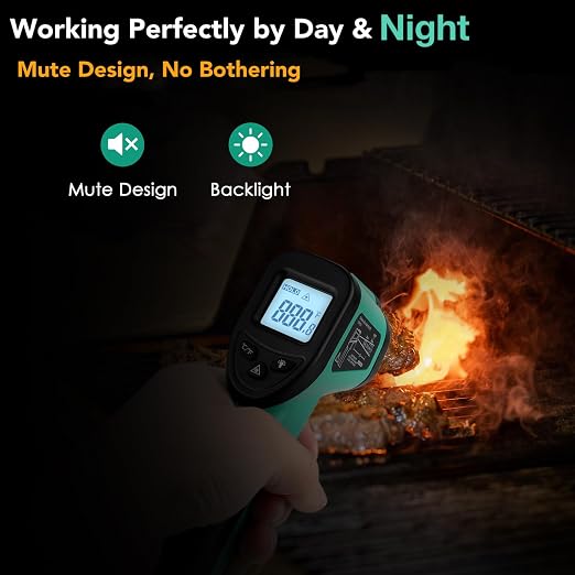 OnniOne Digital Laser Thermometer Temperature Gun for Aquarium Fish Tank | -58℉~1022℉ Infrared IR Thermometer for Gecko Spider Lizard Reptile Thermometer, Forest Terrarium Accessories Gift