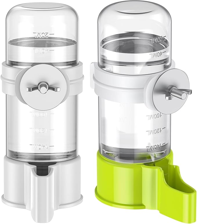Pawfly 2 Pcs Bird Water Dispenser, Automatic Bird Water Feeder, Plastic Bird Cage Water Dispenser, White&Green Parrot Waterer for Parakeet Cockatiel Budgie Lovebirds (Not Fit for Food Feeding)