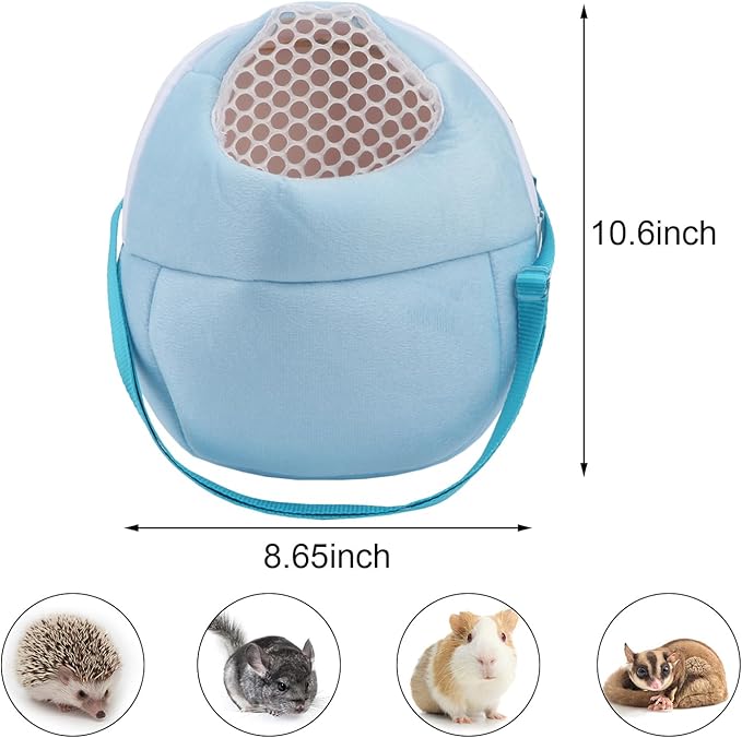 Hypeety Pet Carrier Bag Pet Sling Carrier Backpack Portable Travel Backpack Breathable Outgoing Bag bonding Pouch for Small Pets Hedgehog Hamsters Sugar Glider Chinchilla Guinea Pig (Blue)