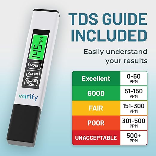 Varify 4-in-1 TDS Meter Digital Water Tester for Drinking Water | Accurate 0–9990 PPM EC & Temp Readings | Ideal for RO Systems, Aquariums, Pools – Built for Professionals, Easy for Anyone (2-Pack)