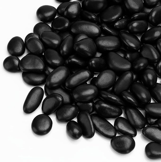 onlyfire 10 lbs Natural Black Polished Pebbles, 3/8" Decorative River Rock | Gravel Stone, For Indoor Plants, Vases, Aquarium, Succulents, Outdoor Garden Landscaping and Home Decor