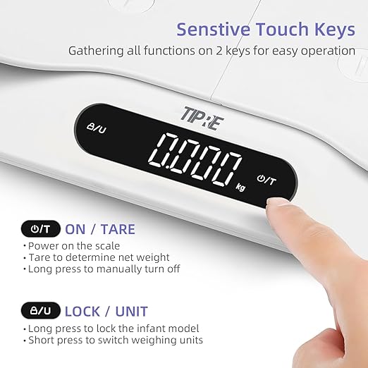 TIPRE Baby Weight Scale, Infant Scale with Detachable Tray, Pet Scale for Cat Dog, Multiple Weighing Scale for Toddler, Children, Pet and Adult Auto-Rotation LED Screen, Up to 400lb/180kg