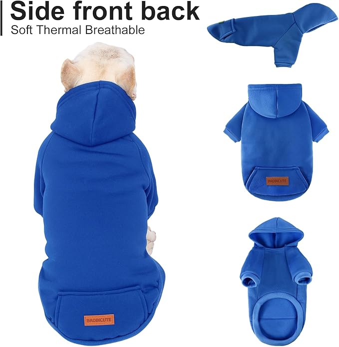 2 Pack Dog Hoodie Warm Hood Dog Sweater Cold Weather Small Dogs Sweatshirt Comfort Pet Clothes for Small Medium Dogs with Pockets (Dark Blue+Grey, S (Back: 9.45",Chest: 14.9", 3.5-5.8lbs))