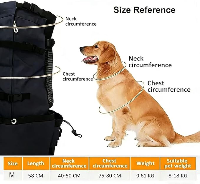 Dog Carrier Backpacks,Adjustable Safety Dog Carrier Backpacks Kit with Dog Water Cup, Reflective Strip Pendant, Dog Hat Hiking Buckle,Puppy Foot Washer, Pet Protective Glasses(Medium)
