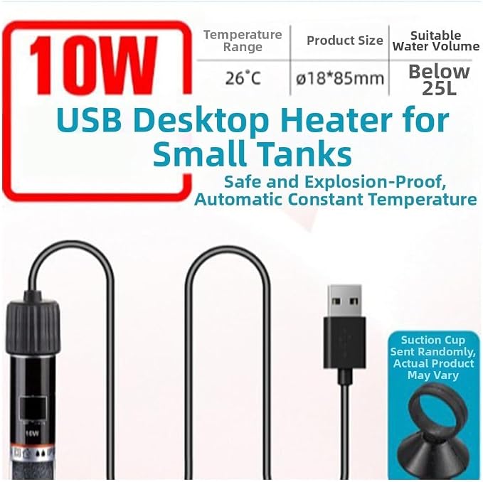 Heater with Heater Thermostat 26c Quartz Explosion-proof Low Usb Powered Aquarium Auto 5l Fish Tank 10w Warmer Betta 2. Voltage Turtle Bowl(USB with sheath)