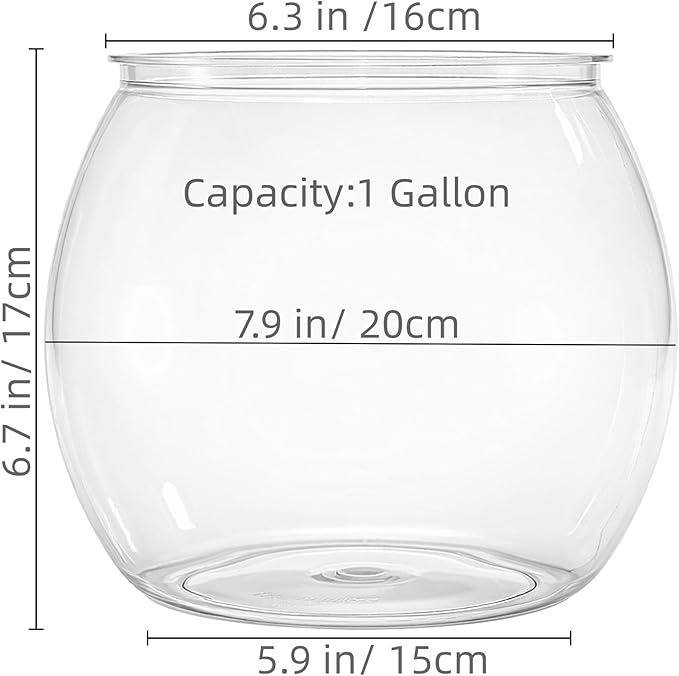 Okllen 2 PCS 1 Gallon Fish Bowl, Round Clear Plastic Goldfish Betta Fish Bowl Fish Tank for Aquarium, Terrarium, Home décor, Flower Vase Centerpiece