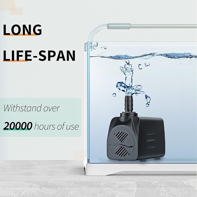 Uniclife UL400 Submersible Water Pump, 400 GPH Aquarium/Hydroponic/Fish Tank/Fountain/Pond/Statuary with 6' UL Listed Power Cord