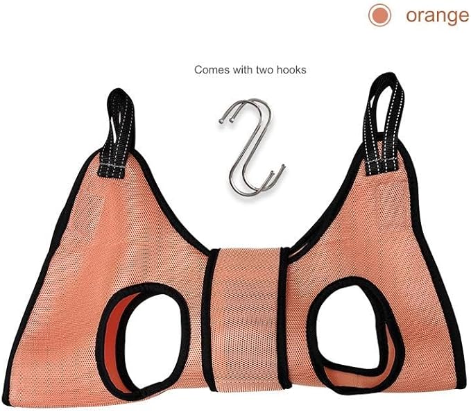 Dog Grooming Hammock, Cat Hanging Harness for Nail Trimming with Nail Clippers, Dog Sling for Nail Clipping, Grooming Harness for Dogs at Home (Orange, m)