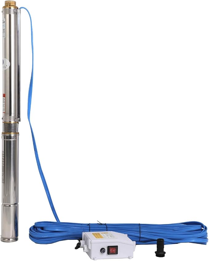 Submersible Pumps 2.5" OD Pipe 110V/60HZ 0.55KW 0.75HP Stainless Steel 1" Outlet Submersible Bore Pump Deep Well Pump with Control Box for Farm Irrigation