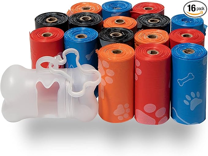 Best Pet Supplies Dog Poop Bags for Waste Refuse Cleanup, Doggy Roll Replacements for Outdoor Puppy Walking and Travel, Leak Proof and Tear Resistant, Thick Plastic - Assorted, 240 Bags