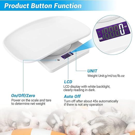 Digital Pet Scale,Puppy Scales for Weighing,Digital Small Animals Scales for Weighing,Whelping Supplies,Kitten Scale,Baby Scales for Newborn Dog Cat Crawl Pet,Capacity up to 33 lb,for New Pets Only