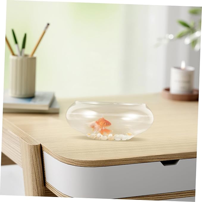 YARNOW Clear Glass Fish Bowl Desktop Fish Tank for Goldfish Shrimp and Plants Hydroponic Flowerpot Portable Fish Keeper Multi Functional Aquarium High Transparency