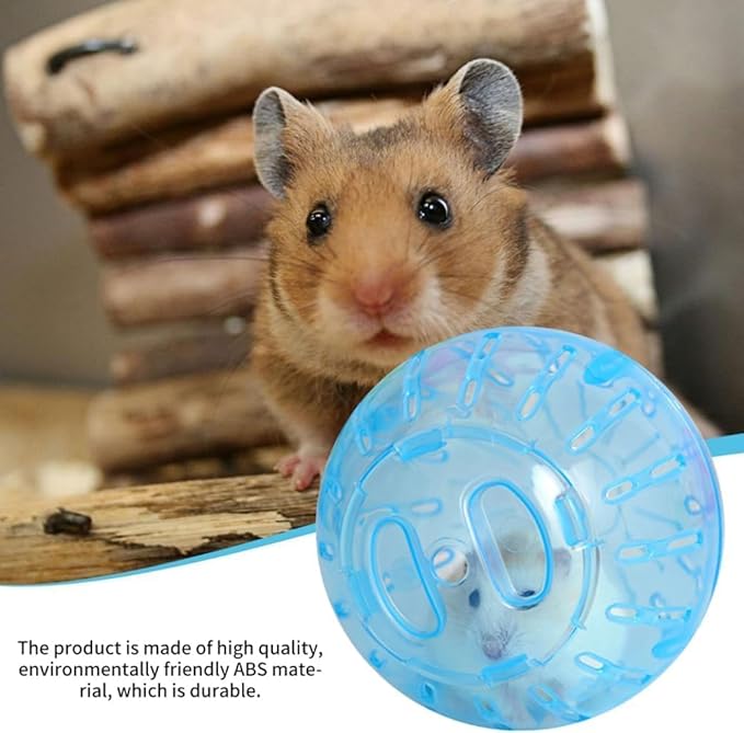 2Pcs 3.94 Inch Rotundity Hamster Balls, Breathable and Sturdy Dwarf Hamster Exercise Balls Running Wheel Gerbil Toys, Small Animals, Portable Small Pet Supplies (Blue and Pink)