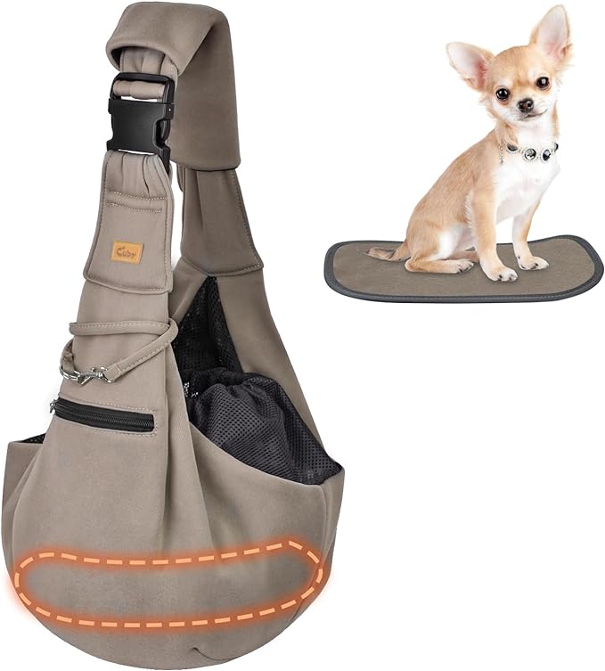 CUBY Dog and Cat Sling Carrier - Hands Free Adjustable Small Pet Sling - Soft Pouch and Tote Design - Suitable for Puppy, Small Dogs Cats Outdoor