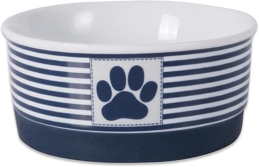Bone Dry Paw & Patch Ceramic Pet Collection, Small Bowl, 4.25x2", Nautical Blue
