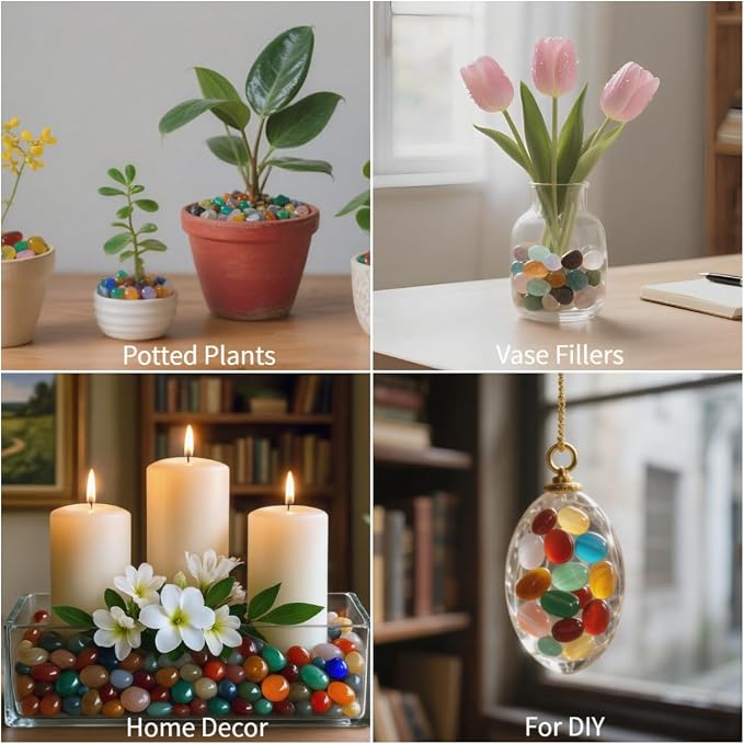 Colorful Mancala Stones Polished Landscaping Plants Decorative Pebbles | Glass Vase Fillers,River Rocks, Indoor Plants,Fish Tanks,DIY Crafts,Aquarium Gravel Rocks,Resin Art