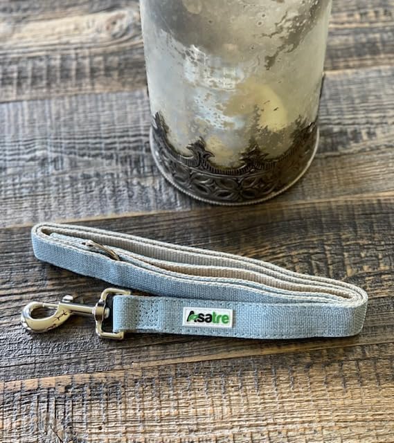 Hemp Dog Leash – 4ft Eco-Friendly Sustainable Pet Lead, Durable Natural Hemp & Cotton Leash, Soft on Hands, Vegan, Strong Metal Clasp by Asatre (Light Blue, X-Small)