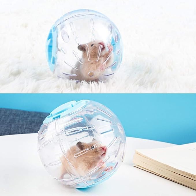 Flash Hamster Ball 15cm 6Inch Running Activity Exercise Toy Transparent for Small Animals Cage Accessories (L, Blue D)