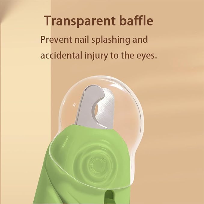 LED Dog Nail Clipper with Light, Illuminate Nails and Bloodline for Safe Trimming, with Nail File, Transparent Guard and Safety Lock, Suitable for Cats and Dogs-Green