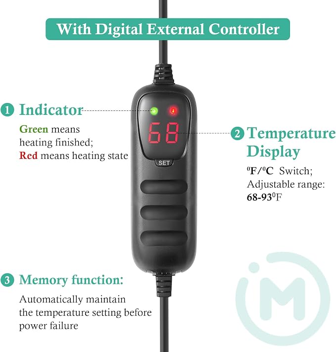 HITOP Aquarium PTC Heater with Controller: 200W 300W 400W Digital Heater for Fish Tank and Turtle Tank 40-100Gallon, with Protective Cover