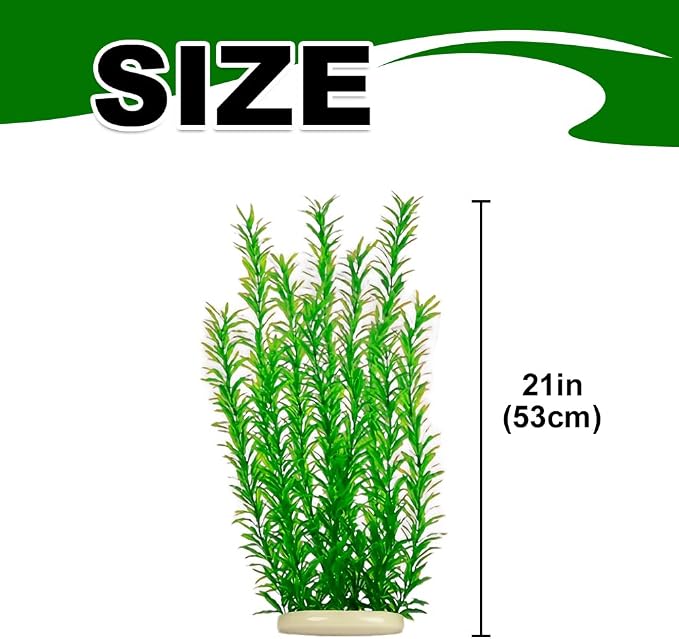 DSkoiph 2 pcs Aquarium Decor Plastic Plants Extra Large 21 Inches Artificial Fish Tank Plants Tall Fish Tank Decorations Artificial Green Water Plants (Green)