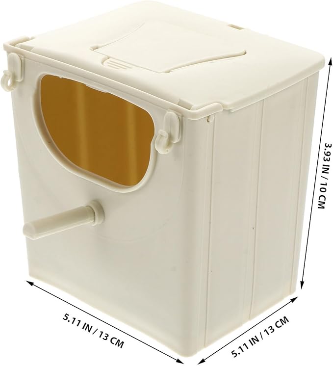 POPETPOP Parakeet Nesting Box Plastic Bird Breeding Nest with Hinged Cover for Bird Cage Mounted Small Birds Like Cockatiels Lovebirds Budgies 5.11X5.11X3.93In Easy to Clean