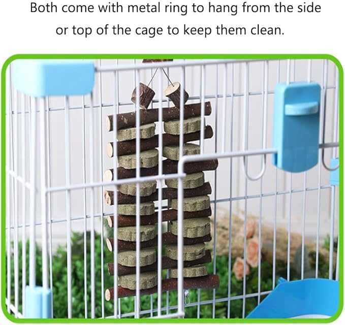 Hamiledyi Bunny Chew Toys for Teeth Organic Fruitwood Sticks for Bunny Rabbits Chinchilla Guinea Pigs Hamsters Parrots and Other Small Animals Chewing and Playing Pet Snacks Toys with Grass Cake