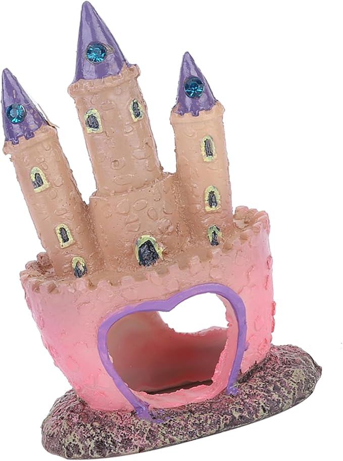 Fish Tank Decorations Small, Mermaid Fish Tank Decorations, Fish Castle for Aquarium, Pink Aquarium Resin Castle Decoration for Aquarium Fish Reptiles Tank