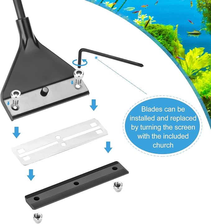 Vimvins Algae Scraper for Glass Aquarium,Aquarium Razor Scraper with 10 Replaceable Blades,Aquarium Cleaning Tools.
