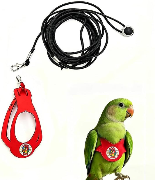 Adjustable Bird Harness & Leash Set for Small Birds,FitsBudgie,Parakeets, Conures, Cockatiels,Green Cheek,Quaker Parrots(Red, S+) Z6350-5