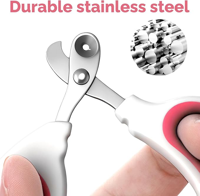 Small Animal Nail Clippers, Stainless Steel Bearded Dragon Nail Clippers, Professional Reptile Grooming Tool with Precise Angled Edge, Cat Nail-Clipper, Claw Trimmer for Birds, Cat, Dogs (Red)
