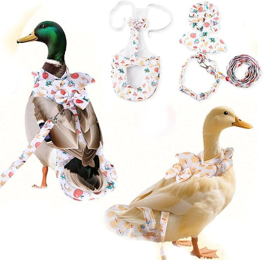 Duck & Chicken Harness with Diapers – Washable Adjustable Elastic Nappy for Poultry (Goose, Hen, Duck) with 5-FT Leash, Comfortable & Leak-Proof (L)